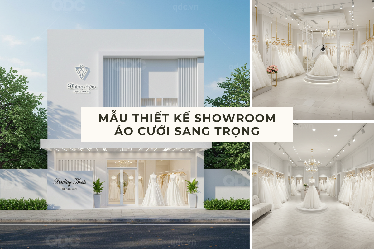 Mẫu thiết kế showroom áo cưới sang trọng, tinh tế
